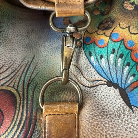 Anuschka | Women's Genuine Leather Hand-painted Butterfly Floral Shoulder Bag - Picture 3 of 15